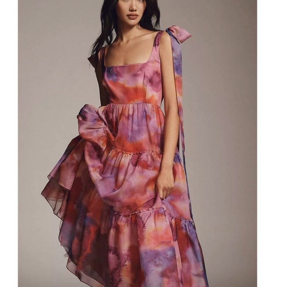 BHLDN Pink and Purple Asymmetrical Sundress for Weddings